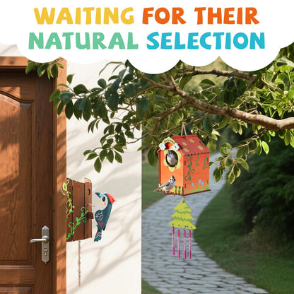 JMMICO 3 Pack Bird Houses Kits for Kids, Wooden Painting Arts and Crafts for Kids Ages 8-12, Build & Paint Your Own Bird Houses and Wind Chime Kits, Toddlers Easter Gifts for Girls Boys