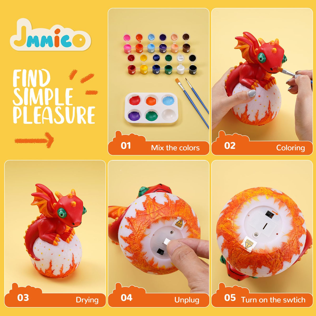 JMMICO Paint Your Own Axolotl Lamp, Axolotl Crafts Kit, Arts and Crafts for Kids Ages 4-8 8-12, Craft for Girls Boys Ages 4-6 6-8, Gifts for Kids 6 7 8 9 10 11 12 Years Old Boys Girls (Pink)