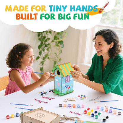 JMMICO 3 Pack Bird Houses Kits for Kids, Wooden Painting Arts and Crafts for Kids Ages 8-12, Build & Paint Your Own Bird Houses and Wind Chime Kits, Toddlers Easter Gifts for Girls Boys