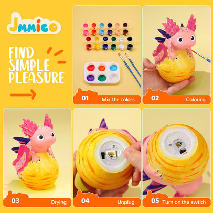 JMMICO Paint Your Own Axolotl Lamp, Axolotl Crafts Kit, Arts and Crafts for Kids Ages 4-8 8-12, Craft for Girls Boys Ages 4-6 6-8, Gifts for Kids 6 7 8 9 10 11 12 Years Old Boys Girls (Pink)