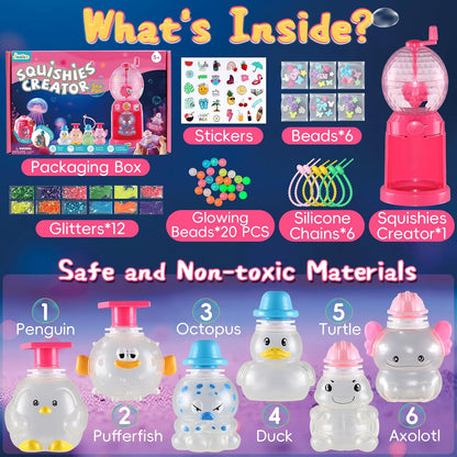 JMMICO Make Your Own Squishies, 6 Packs Sea Animals Squishy Making Kit, Mix Fill and Squeeze Reusable Stress Ball Set, Craft Kit for Kids 4-8-12, Birthday Gift Idea for 5 6 7 8 Year Old Boys Girls